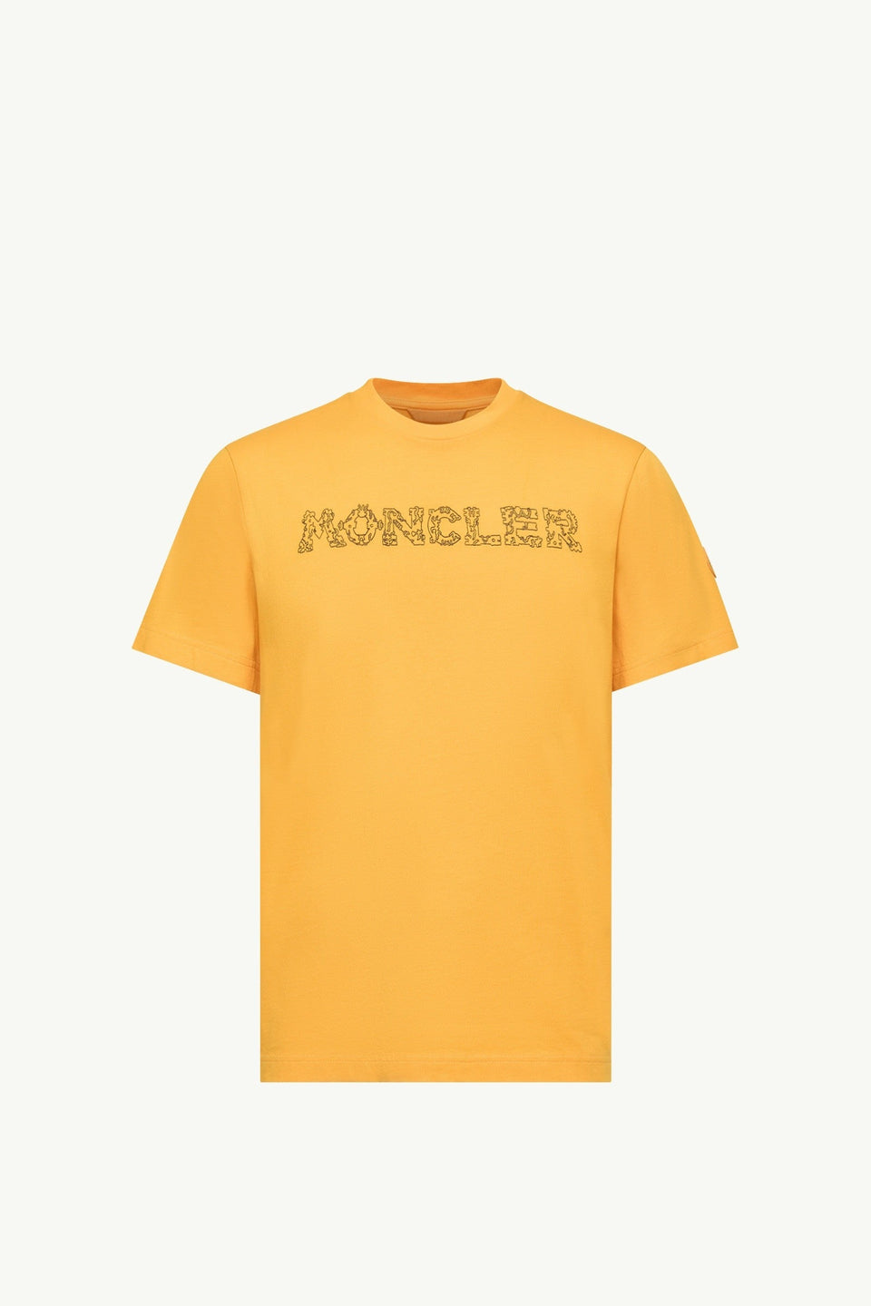Moncler Space Embroidered Logo Cotton T-Shirt Yellow Yellow