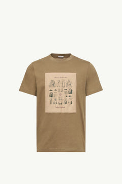 Moncler Safari Wardrobe Print Cotton T-Shirt Olive Green Olive Green