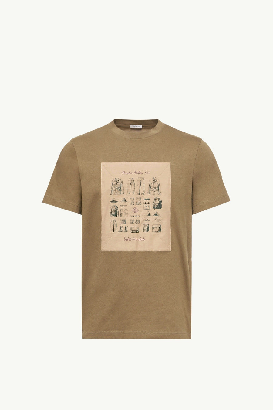 Moncler Safari Wardrobe Print Cotton T-Shirt Olive Green Olive Green