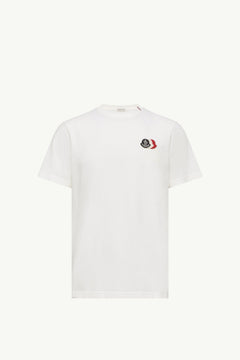Moncler Embroidered Tricolor Logo Cotton T-Shirt White White