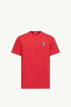 Moncler Embroidered Tricolor Logo Cotton T-Shirt Red Red