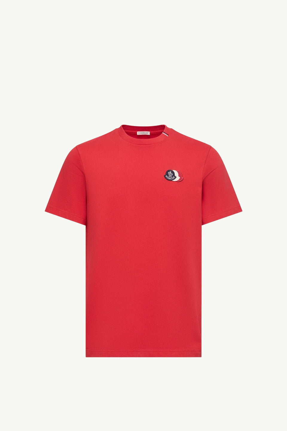Moncler Embroidered Tricolor Logo Cotton T-Shirt Red Red
