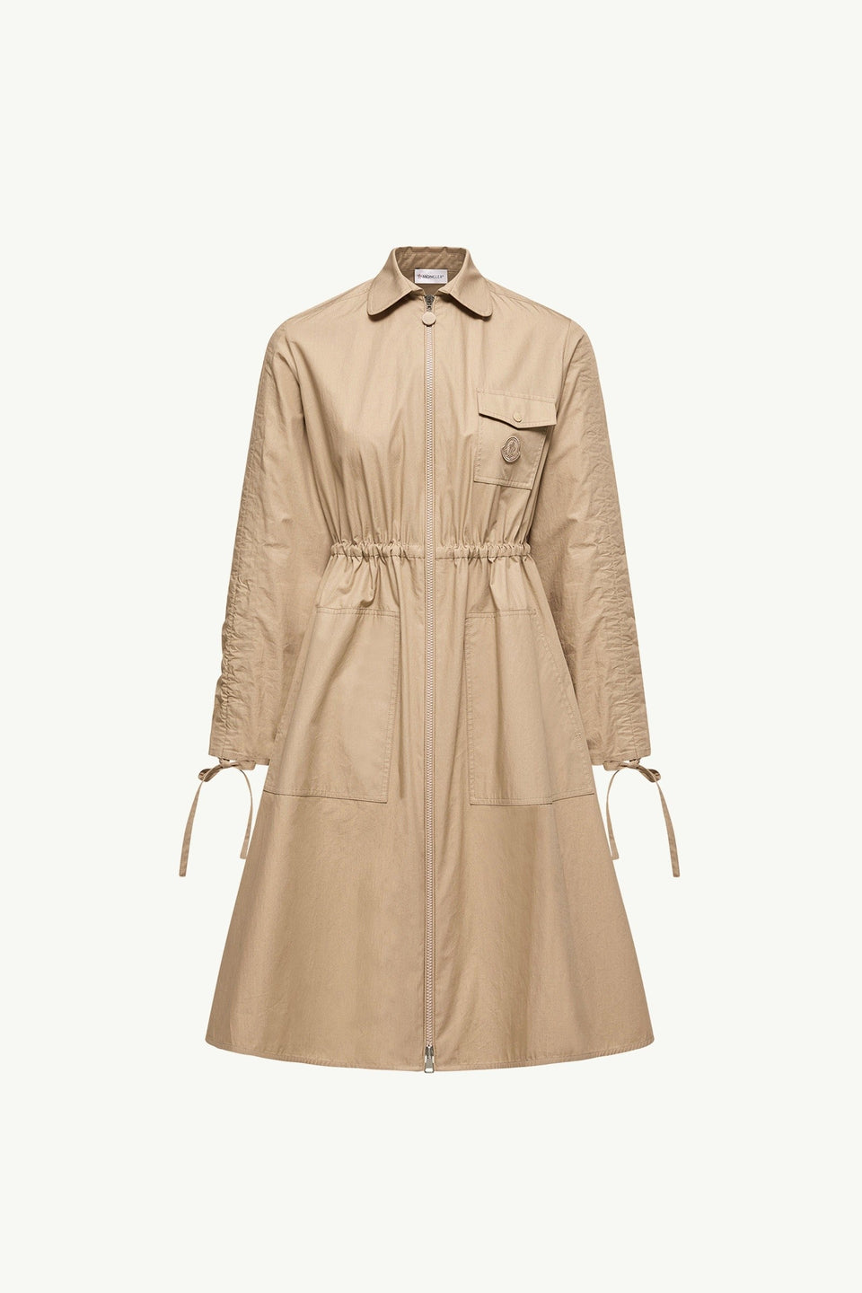 Moncler Cotton Poplin Shirt Dress Beige Beige