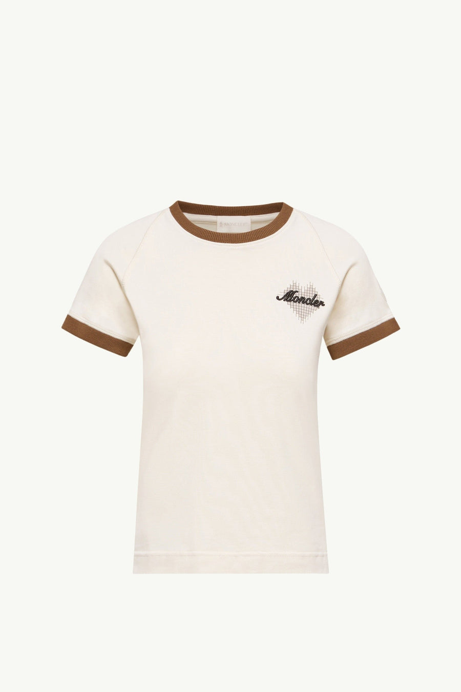 Moncler Heart Logo Cotton T-Shirt Light Beige Light Beige