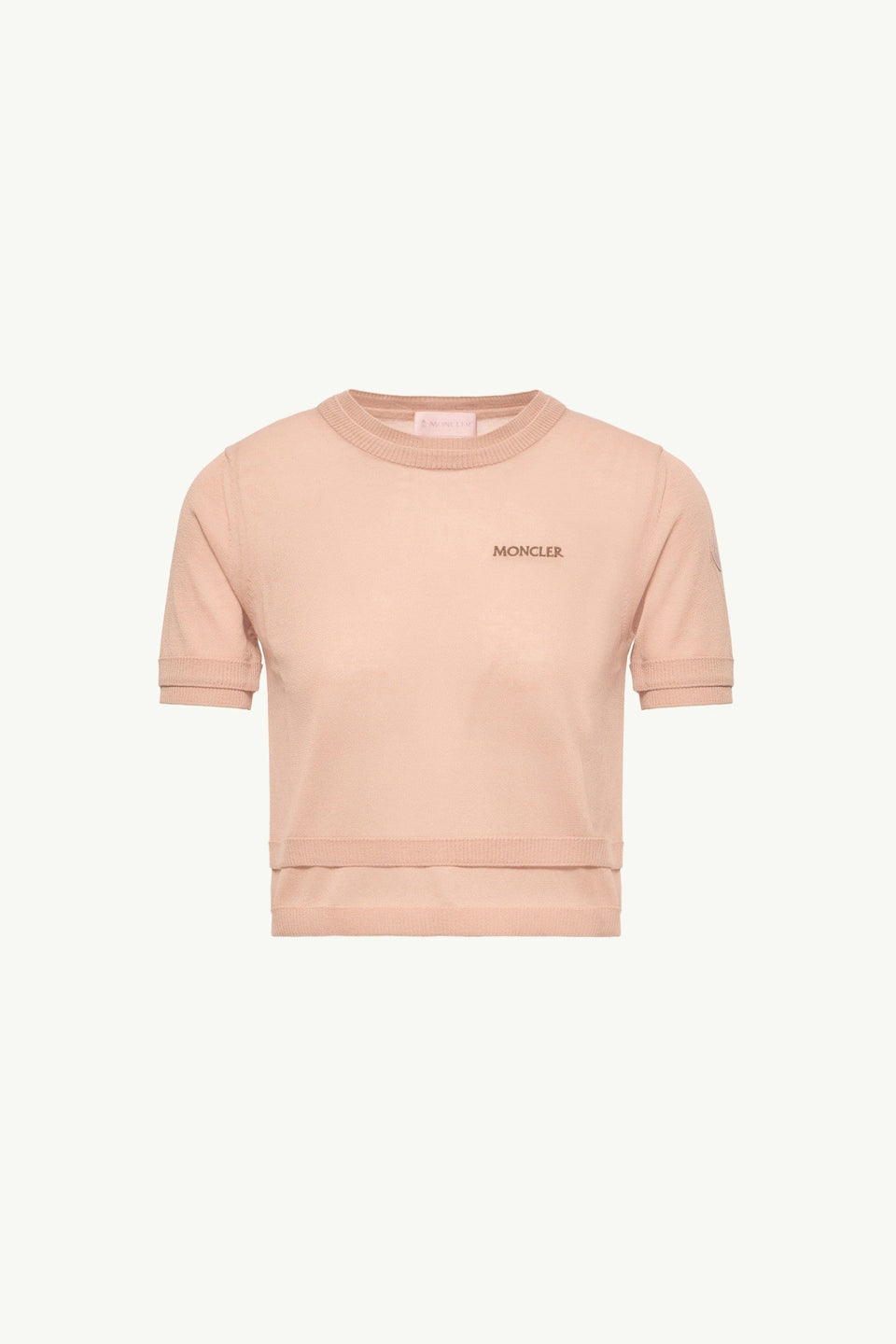 Moncler Double-Trimmed Cotton T-Shirt Light Pink Light Pink