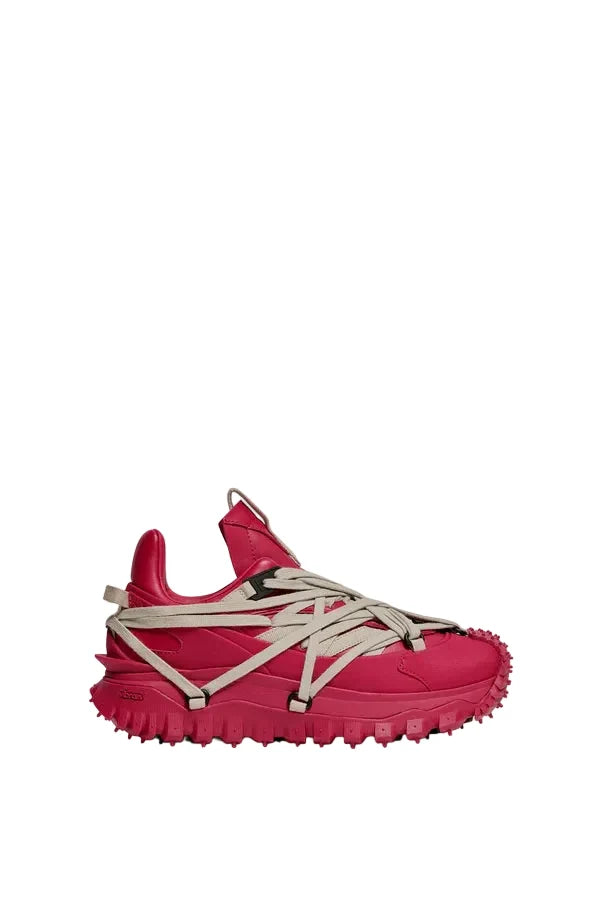 Moncler Moncler + Rick Owens Trailgrip Megalace Leather Sneakers Berry Red