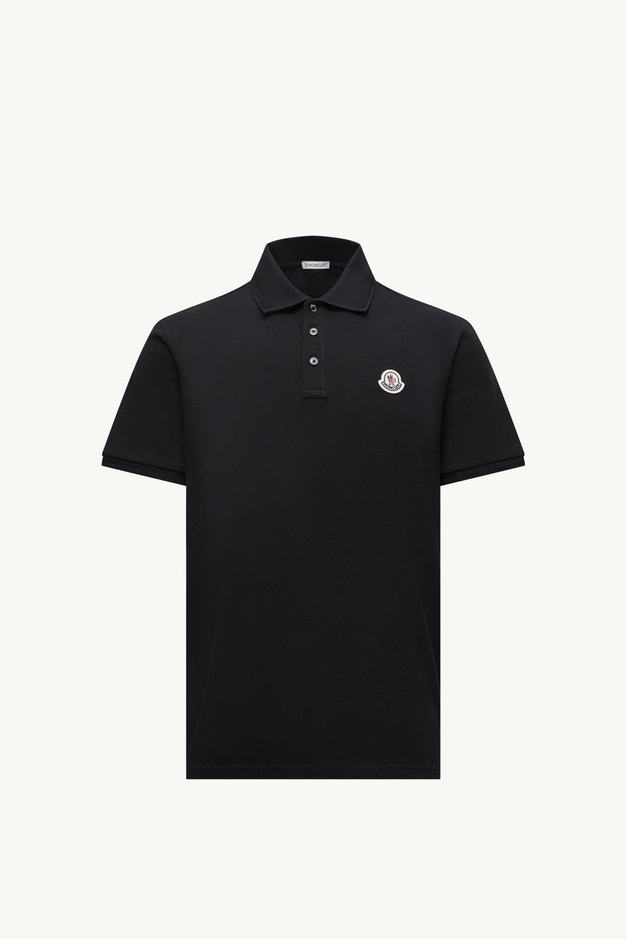 Moncler Logo Patch Cotton Piquet Polo Shirt Black Black