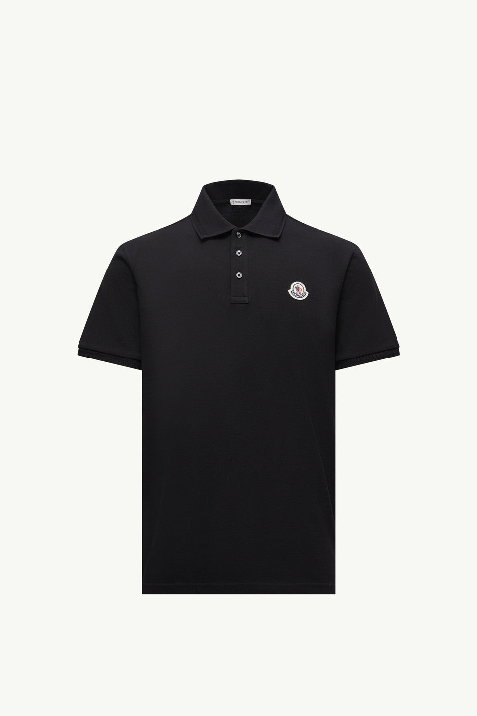 Moncler Logo Patch Cotton Piquet Polo Shirt Black Black