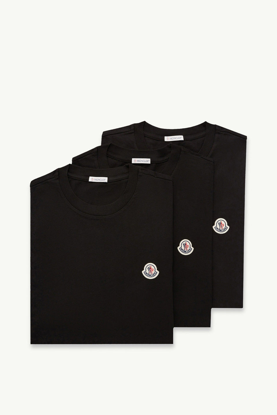Moncler Logo Patch Cotton T-Shirt (Pack Of Three) Black Black