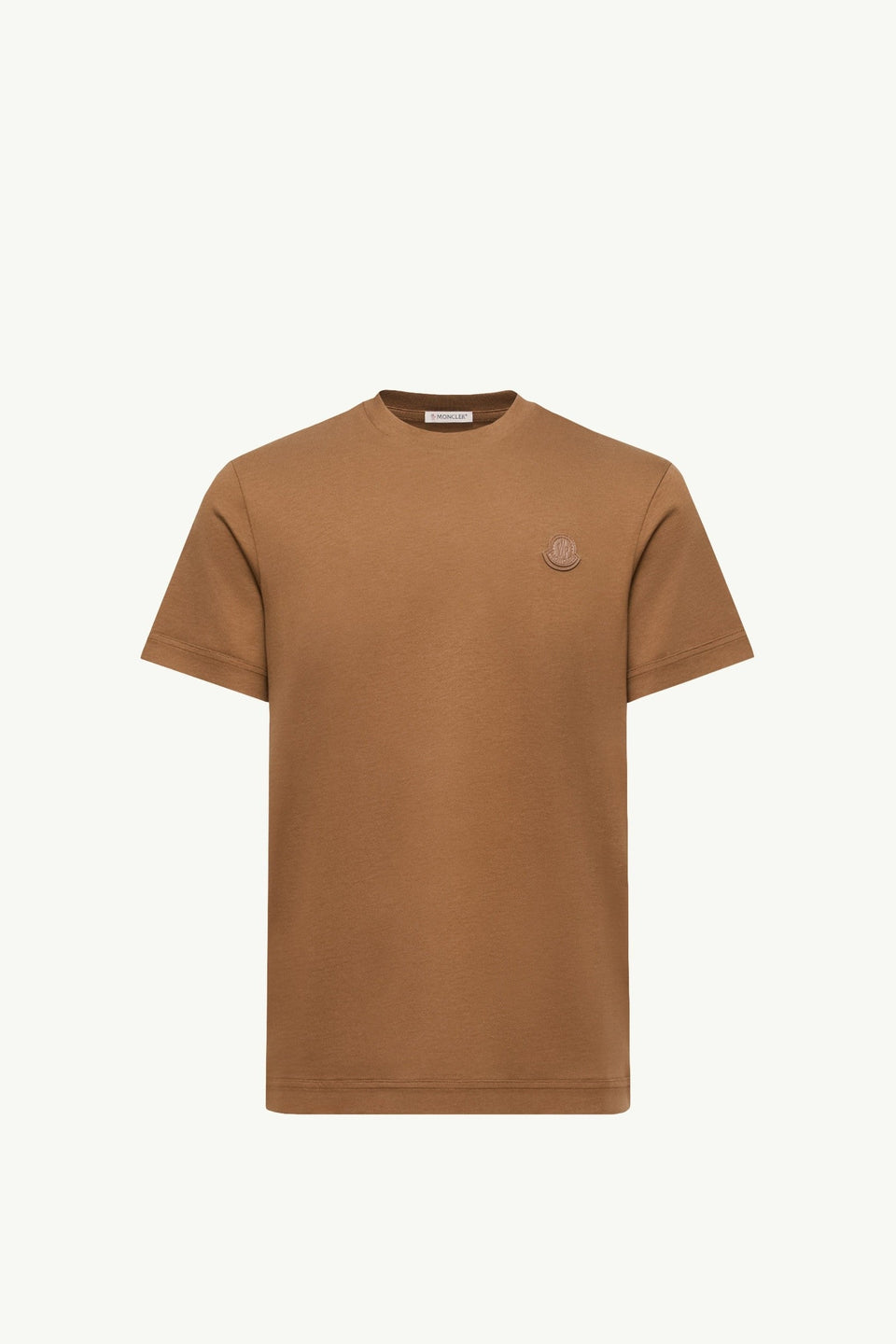 Moncler Double Leather Logo Cotton T-Shirt Brown Brown