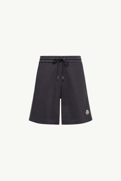 Moncler Striped Trim Cotton Fleece Shorts Navy Blue Navy Blue