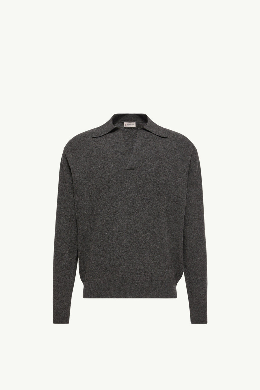 Moncler Wool & Cashmere Long Sleeve Polo Shirt Black Black