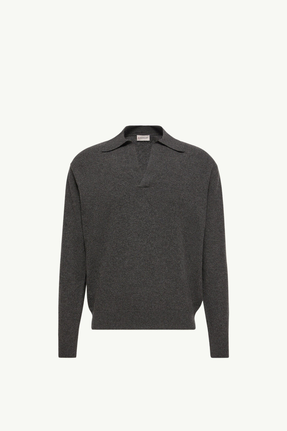 Moncler Wool & Cashmere Long Sleeve Polo Shirt Black Black