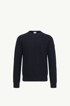 Moncler Textured Cashmere & Wool Sweater Navy Blue Navy Blue