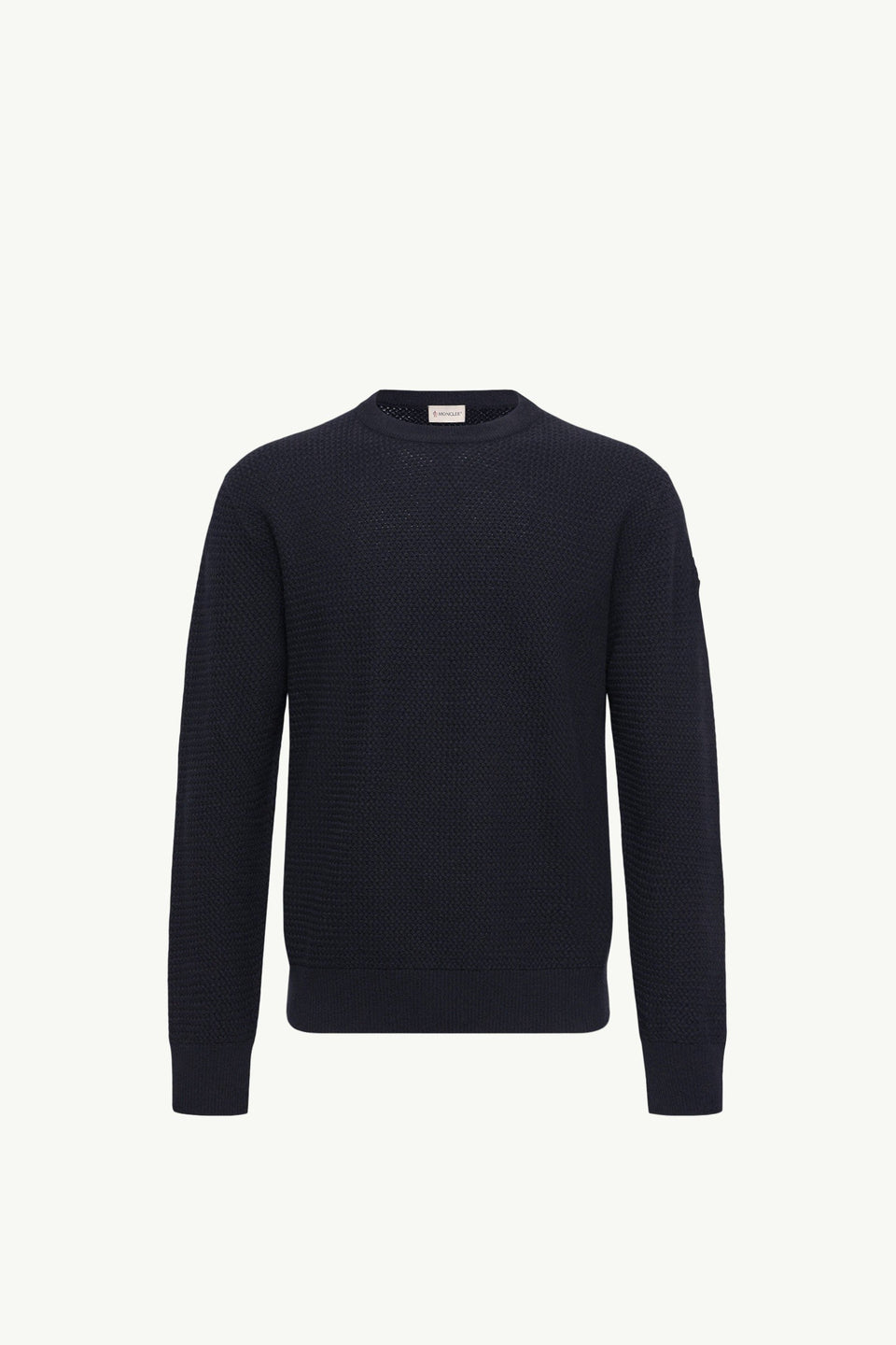 Moncler Textured Cashmere & Wool Sweater Navy Blue Navy Blue