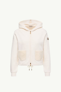 Moncler Cotton Blend Zip-Up Sweatshirt White White