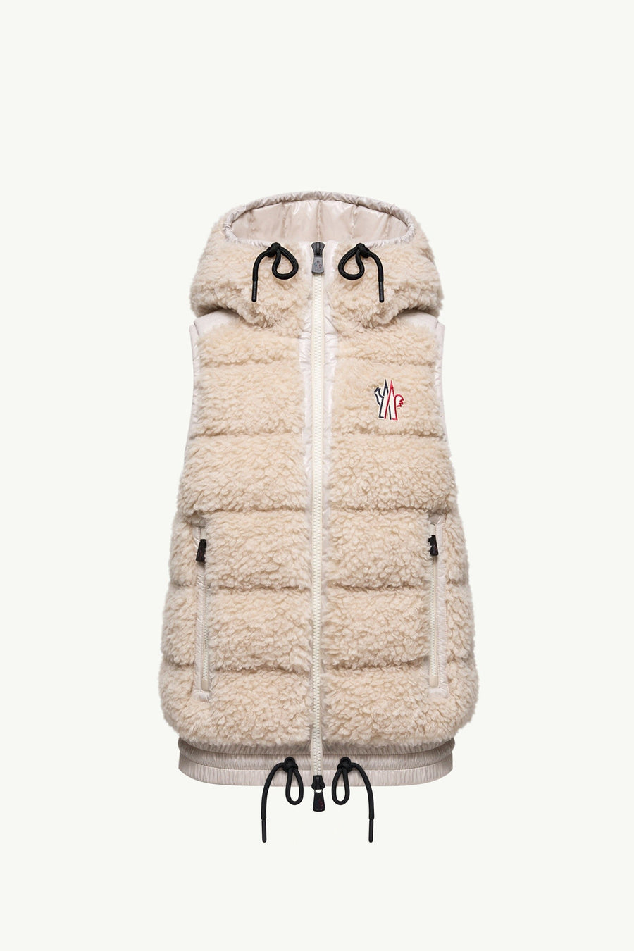 Moncler Teddy Hooded Insulated Vest Light Beige Light Beige