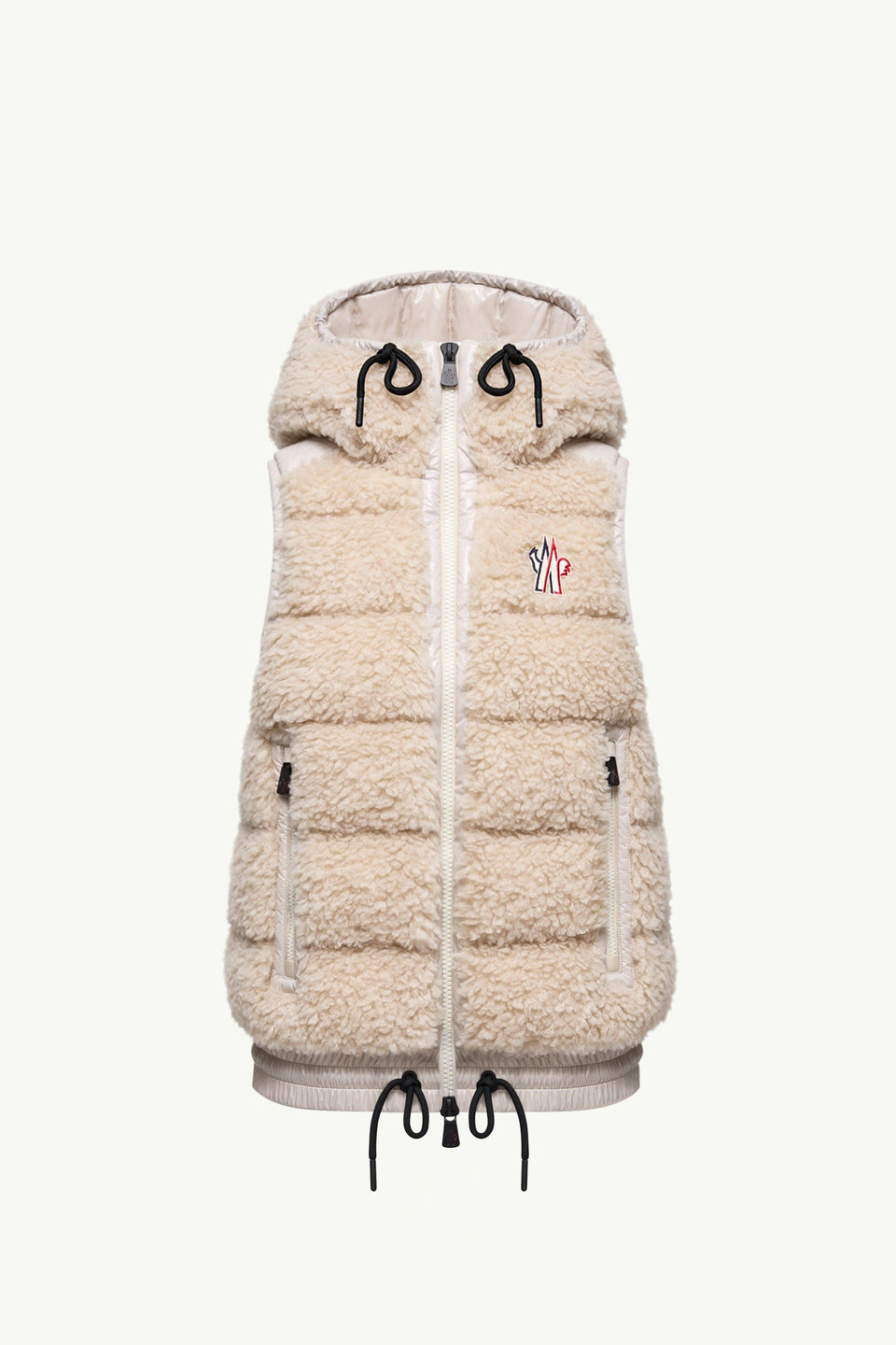 Moncler Teddy Hooded Insulated Vest Light Beige Light Beige