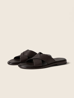 Zegna Dark Brown Leather Sandal
