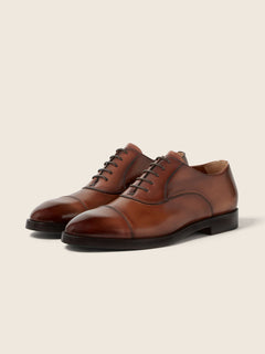 Zegna Light Brown Leather Oxford Shoes