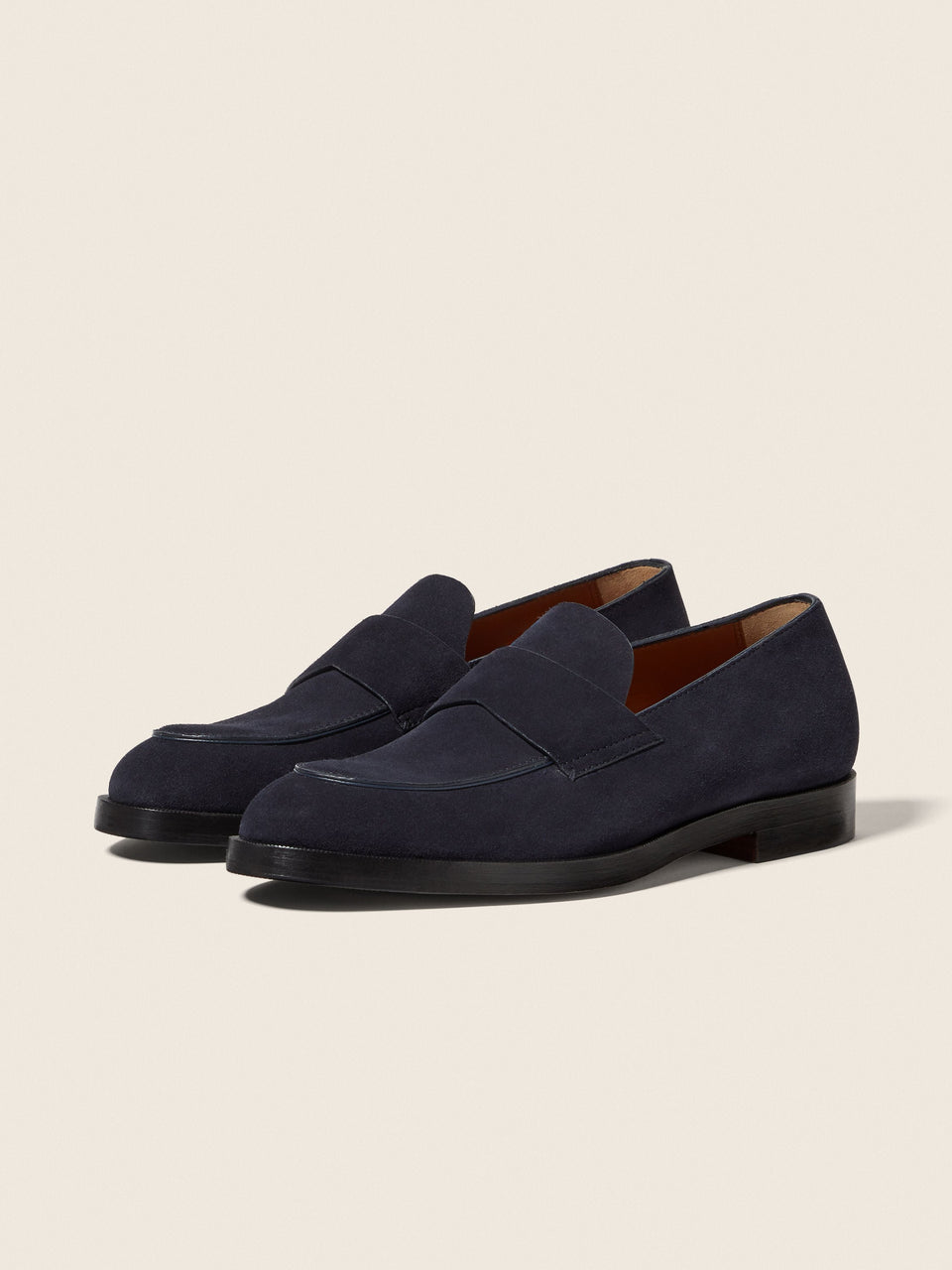 Zegna Navy Blue Suede Loafers