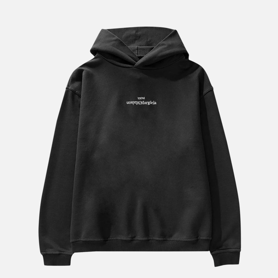 Maison Margiela UPSIDE DOWN LOGO HOODIE - BLACK