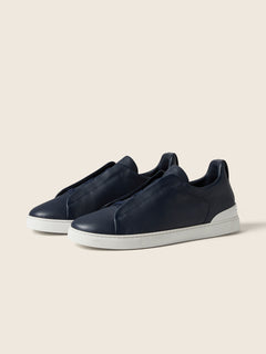Zegna Blue Triple Stitch Secondskin Sneakers