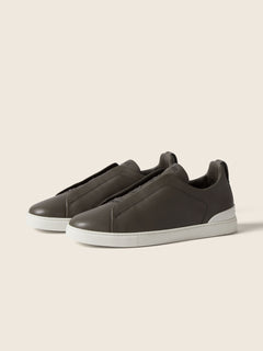 Zegna Dark Taupe Triple Stitch Secondskin Sneakers