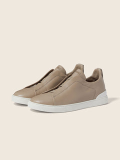 Zegna Light Taupe Triple Stitch Secondskin Sneakers