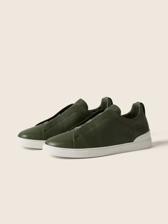 Zegna Pine Green Triple Stitch Secondskin Sneakers