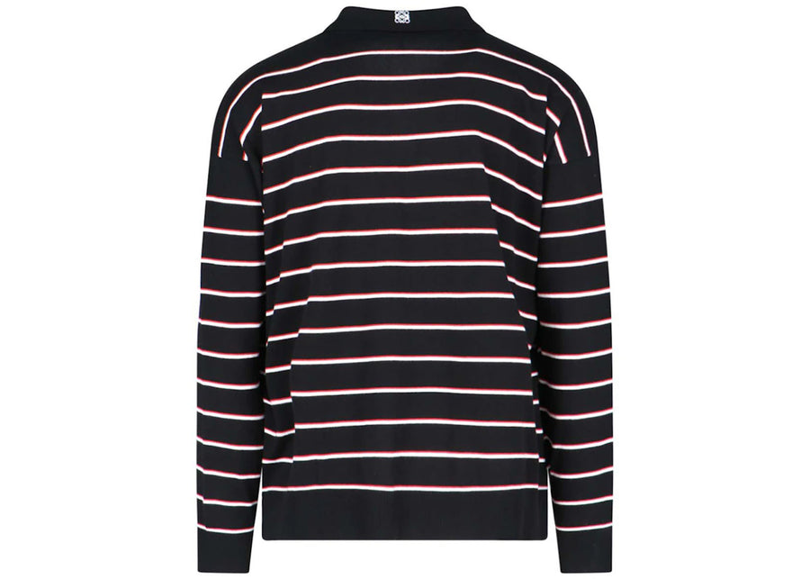 LOEWE Polo Cotton Sweater Black/Red/White