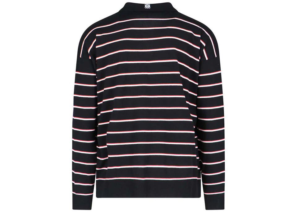 LOEWE Polo Cotton Sweater Black/Red/White