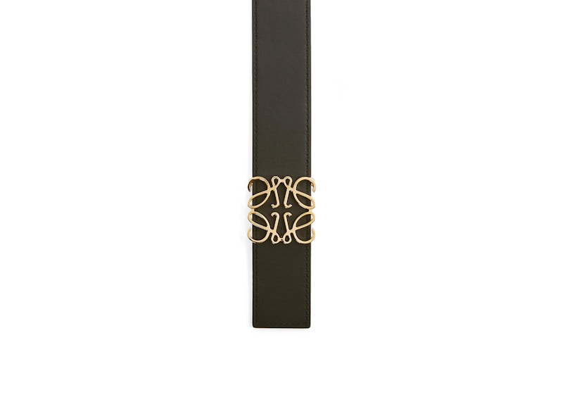LOEWE Reversible Anagram Belt In Smooth Calfskin Tan/Black/Gold