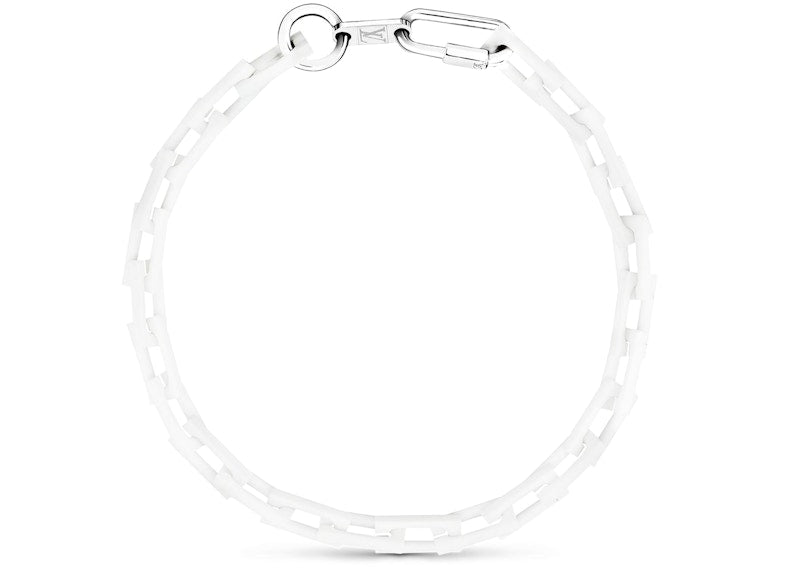 Louis Vuitton Chain Links Necklace Square Powder White