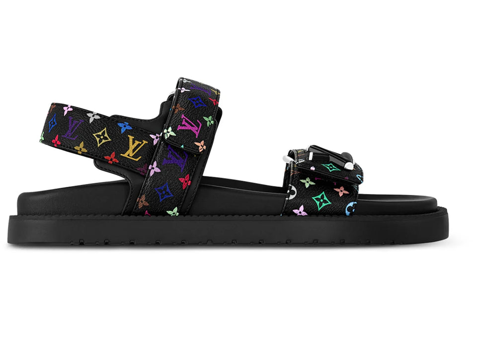 Louis Vuitton Lv Sunset Flat Comfort Sandal Takashi Murakami Black Womens