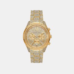 Michael Kors Lexington Women Quartz Gold Dial Chronograph Stainless Steel Watch Mk4971