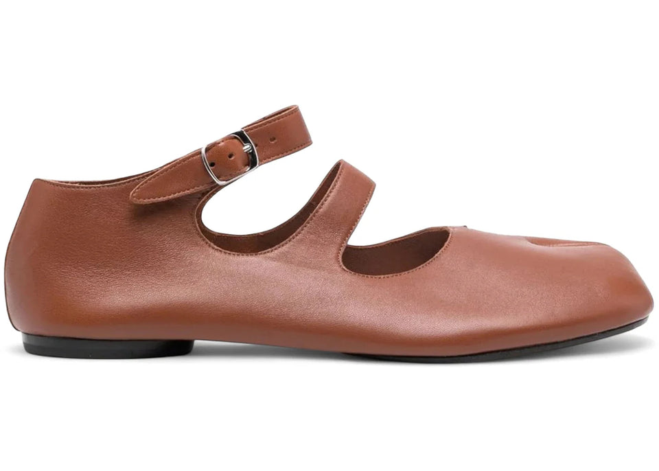 Maison Margiela Tabi Ballerina Double Strap Flats Nutmeg Womens