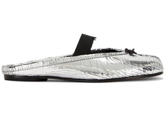 Maison Margiela Tabi Ballet Mule Textured Silver Black Womens