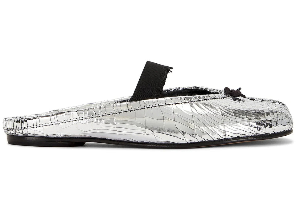 Maison Margiela Tabi Ballet Mule Textured Silver Black Womens