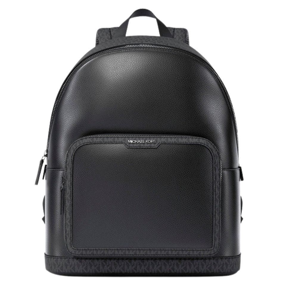 Michael Kors Cooper Medium Pebbled Leather and Signature Logo Commuter Backpack Black