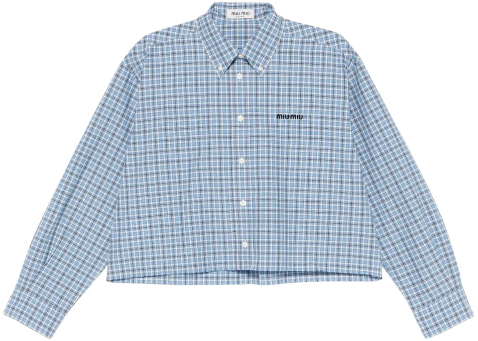 Miu Miu Check Shirt Celeste/Blue
