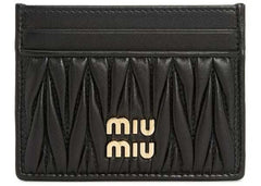 Miu Miu Matelasse Nappa Leather Card Holder Black