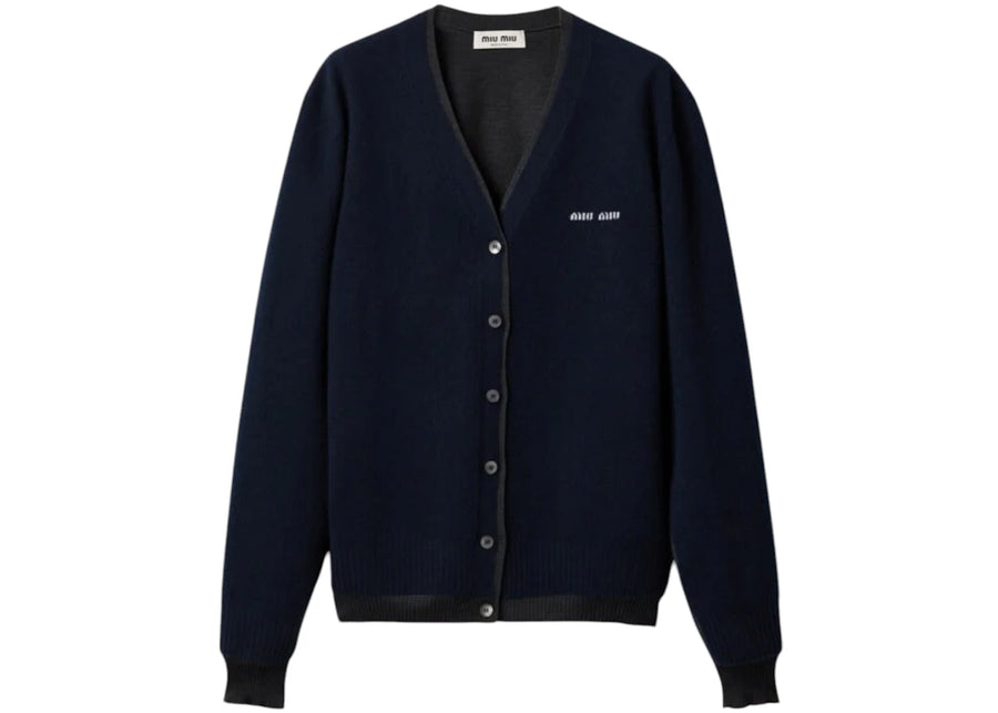 Miu Miu Silk Cashmere Cardigan Antracite