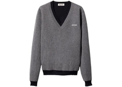Miu Miu Silk Cashmere V-Neck Sweater Grigio Blu