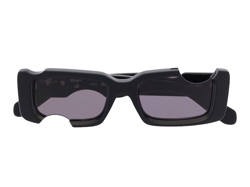 OFF-WHITE Cady Cut-Out Rectangular Frame Sunglasses Black/White/Grey (SS22) (OERI006C99PLA0011007)