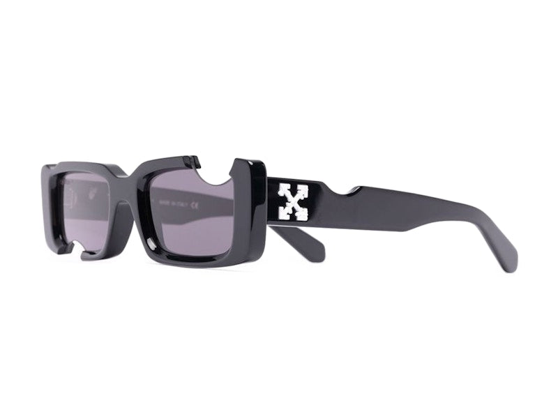 OFF-WHITE Cady Cut-Out Rectangular Frame Sunglasses Black/White/Grey (SS22) (OERI006C99PLA0011007)