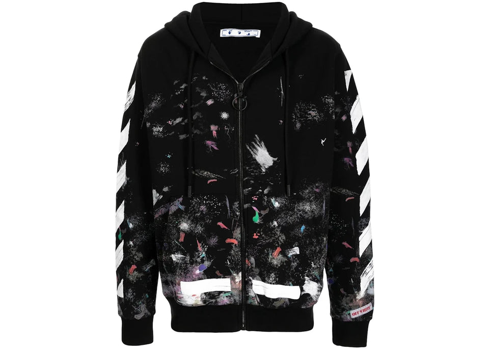 Off-White Galaxy Brushed Zip Up Hoodie Black