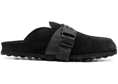 Off-White Suede Industrial Belt Sabot Black Womens