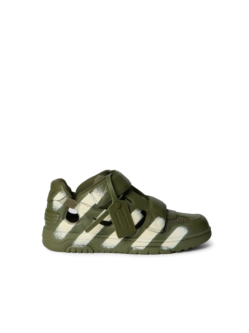 Off-White Out Of Office Striped Sandals Green