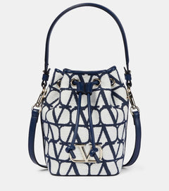 VLogo Signature Mini canvas bucket bag